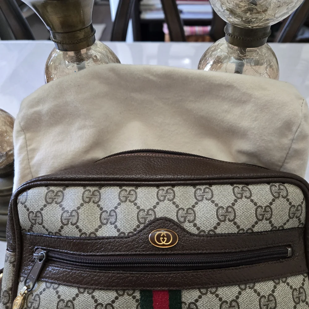Gucci Beige GG Canvas Messenger Bag with Green-Red Web Stripe - Picture 5 of 12
